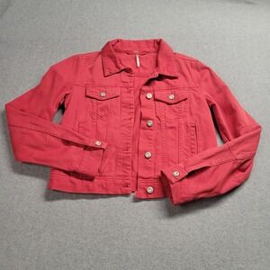 Free People Women's X-Small Cropped Denim Jean Jacket Red We The Free Boho